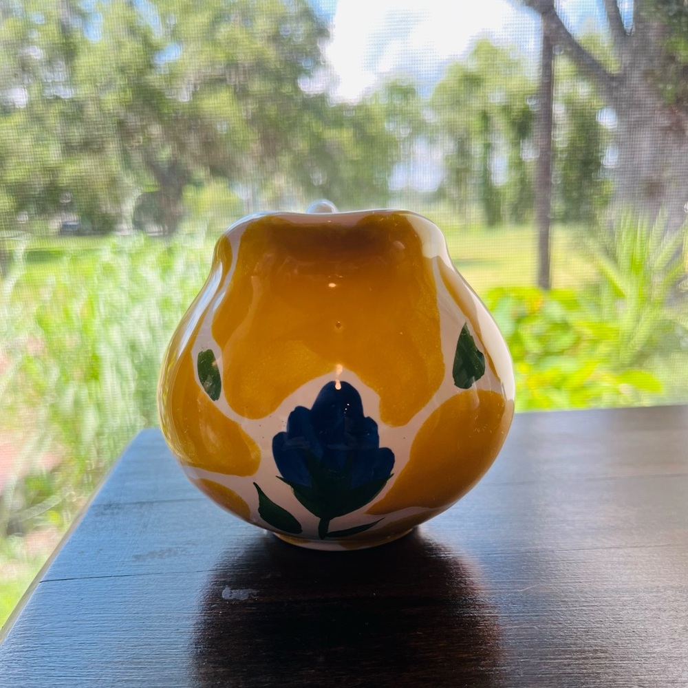 Dansk St. Tropez Creamer hand painted. Vibrant yellow and blue. Made in Portugal - Picture 8 of 9